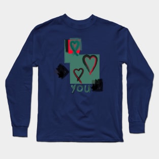 "Heart On You" Print - Blue Combo Long Sleeve T-Shirt